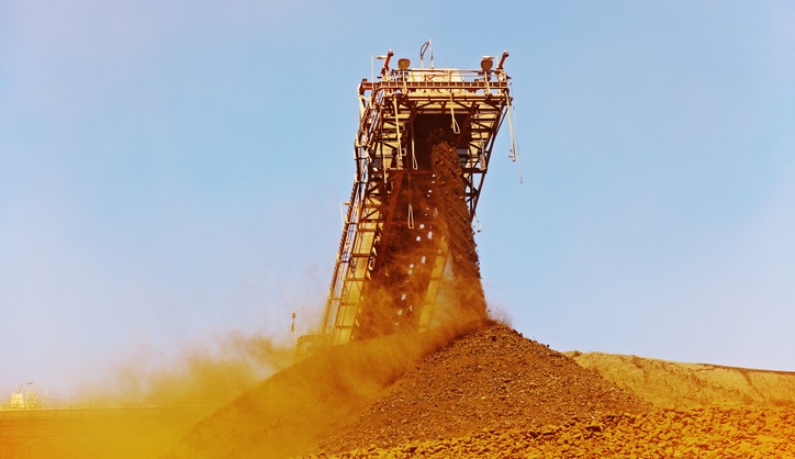 Conveyor belt at an iron ore mine, Australia